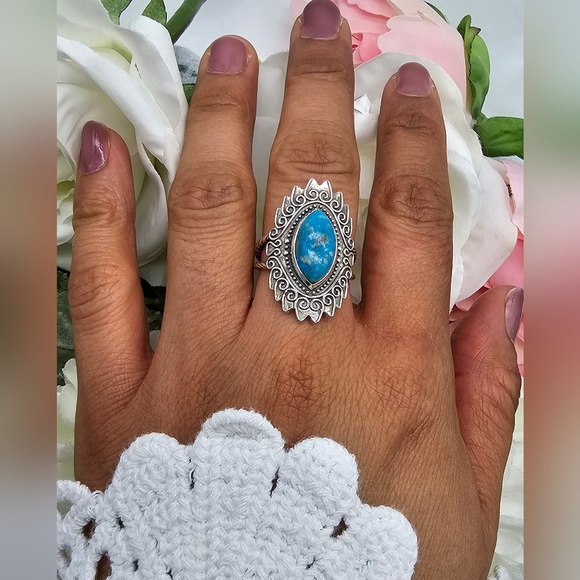 ♥️ MARQUISE SWIRL STERLING SILVER RING - Picture 3 of 8